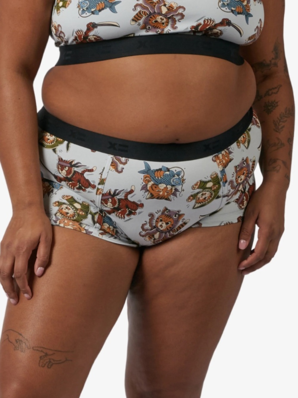 Tomboy X Whisker Warriors Boy Short Underwear Cotton Blend Graphic Unisex Cats